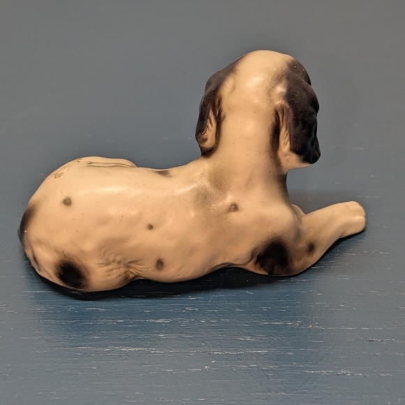 Vintage art line porcelain dog figure Japan black white setter puppy - Picture 4 of 5